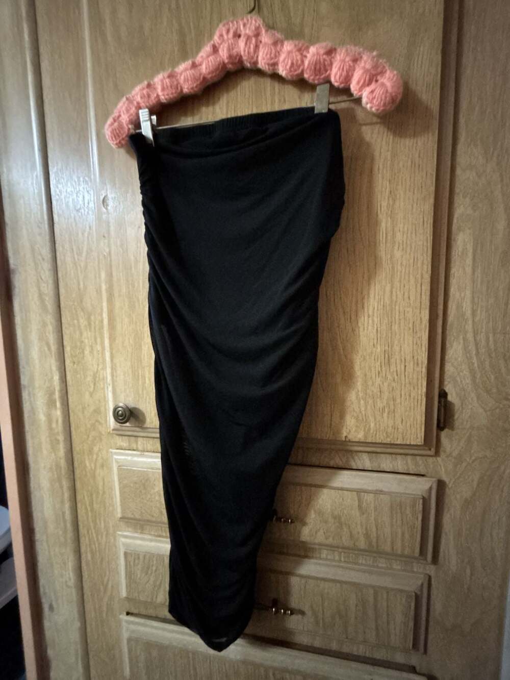 SHEIN Curve Black Ruched Midi Skirt 1XL